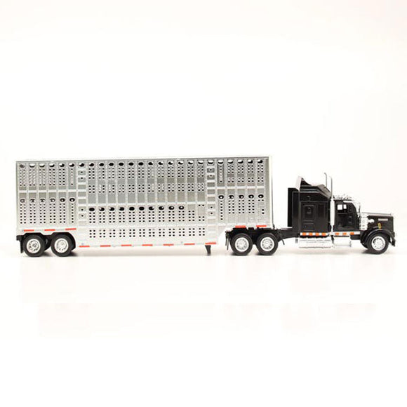 Camion Kenworth Negro Con Remolque Ganadero Toy