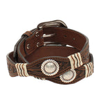 Cinto Nocona Mod N2497702 Cincelado Con Cuero Crudo